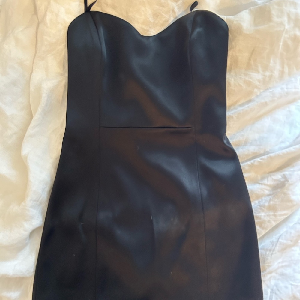 Aritzia Silk strapless black mini dress